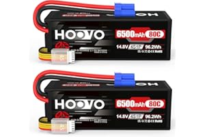 HOOVO 4S Lipo Battery 14.8V 6500mAh 80C RC Battery EC5 Plug Hard Case for RC Car Truck Buggy RC Quadcopter Helicopter Airplane Racing Drone (2 Pack)