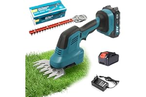 Umisu 2 en 1 Taille-Haies Électrique sans Fil 21V, Taille-Haie sans avec Batterie Incluse 1500mAh avec Deux Lames de Rechange 31cm & 15cm, Parfait pour Jardin, Pelouse, Arbustes, Gazon