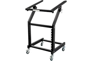 Pronomic MXS-600 carrello rack mobile con 21 unità di altezza e ruote (carrello per apparecchi 19", 12+9HE, telaio inclinabile) Nero