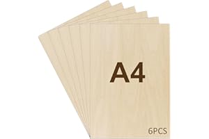 WISYOK 6 fogli di compensato da 2 mm, in compensato A4, pannelli in legno, per lavori fai da te, lavorazione laser, pirografia, modellismo, regali, decorazioni, dipinti, 300 x 210 x 2 mm