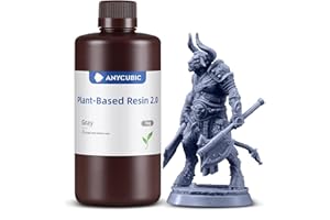 ANYCUBIC Plant-Based Resina 2.0, Resina per Stampante 3D a Bassissimo odore, Alta Tenacità e Basso Ritiro, Resina Fotopolimerica UV a 405 nm, Polimerizzazione Rapida, Grigio 1KG