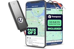 Transpoco 4G GPS Tracker, Real-time Tracking Device for Cars and Fleets, Features and Built-in 300mAh Battery, Car GPS Tracker UK Support, SIM & 30-Day Subscription Included (Pack of 2)