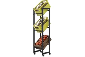 DWVO getränkekistenregal 3 kisten mit rollen,verstellbaren füße, Öffner, Metall Kistenregal mit 3 Ebenen für Bier, Obst, Gemüse, Wasser, Geeignet für den Einsatz in der Küche, speisekammer, garagen