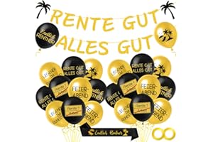 AURASKY Rente Deko, Ruhestand Luftballons, RENTE GUT ALLES GUT Banner, Rentner Geschenk, Ruhestand Deko Ballons Girlande für Männer Frauen Renteneintritt Pensionierung Party
