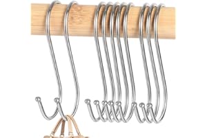 BOXLUNT Crochet S Lot de 10, Crochet en S Acier Inox 9cm Crochet Cuisine Crochet Salle de Bain pour Suspendre Casseroles et Casseroles, Tasses à Café, Vêtements, Plantes, etc, Argent