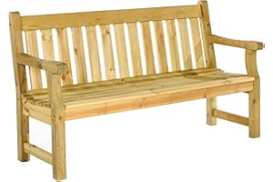 BrackenStyle Darwin Garden Bench - 3 Seat 153cm 5ft Scandinavian Pine Pub Park Seat - Dip Treated and Suitable For 3 People