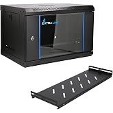 Extralink 19" 6U Rack Cabinet - 400mm Network Cabinet, Shelf Included, Wall or Floor Mount, up to 60 kg, 180&deg; Opening, Black