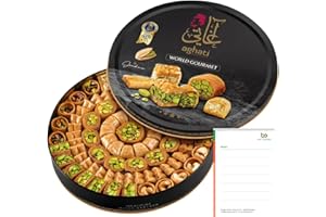 Premium Baklava 500g Gemischte Sorten - Orientalische Süßigkeiten Geschenkbox - Mit Echten Pistazien & Nüssen - Süßgebäck Spezialität & Ben's Garden Notiz Set