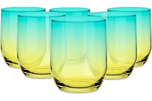 G GLASMARK KROSNO 1992 Glasmark 68-0025-N300-5244-00 A680025-N300-5244-00 Lot de 6 boîtes basses 300 ml multicolores jaunes et verre