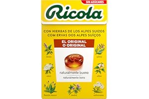 Ricola - Hierbas Suizas Original, Caramelos Duros Sin Azúcar, Refresca, Alivia la Garganta y la Respiración, con Aceites Esenciales de Menta y Mentol y 13 Hierbas Suizas, con Edulcorantes - Caja 50 g
