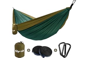 Glymnis - Hamaca Ultraligera de Nailon (300 kg, Capacidad de Carga, 300 x 200 cm, 2 Correas de Nailon y 2 mosquetones para Acampada de Viaje al Aire Libre y jardín
