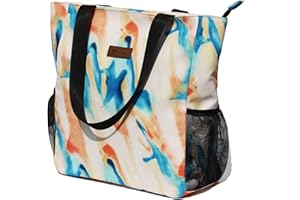 ESVAN Borsa a tracolla grande, motivo floreale, impermeabile, per palestra, spiaggia, viaggi e uso quotidiano, blu ([E] Foglia Floreale), Large