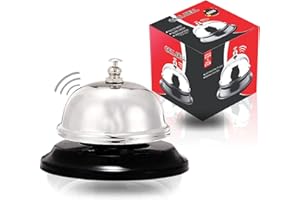 AHAD Call Bell Stainless Steel Reception Bell Hand Held Desk Service Bell Counter Top Bell Attention Call Ringer Butler Waiter Bell For Hotels Concierge Area Schools Bar Restaurants Accessories (Silver)