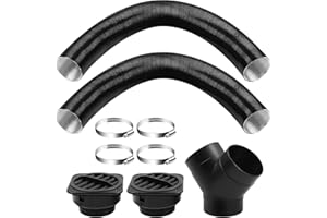 HOIIME Set di accessori per riscaldamento diesel, 75 mm, tubo T/Y, connettore per uscita dell'aria da 2 KW, tubo di riscaldamento da pavimento, presa dell'aria calda, set di clip (set di tubi a Y 2)