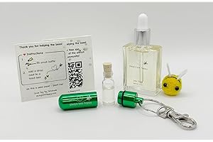 SMALL DOG BIG DREAMS Bee Revival Kit - 'Always Bee Happy' Engraved Keyring, Glass Vial, Bee Feed Dropper Bottle, Organza Pouch