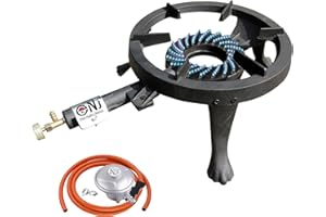 NJ THE RIGHT CHOICE NJ GB-24 Gas Boiling Ring Cast Iron Burner Large Cooker LPG Stove Outdoor 8kW (Butane 21mm Clip-on)