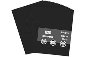 AZVIEY Black Card, A4 Card 250GSM Thick Card Stock for Cards Making, Scrapbook, Office Printing and Arts or Crafts DIY (25 Sheets)