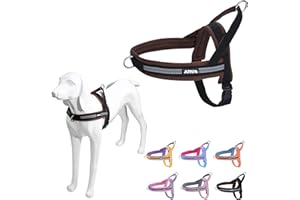 AIITLE Pettorina anti-tiro per cani di piccola taglia con imbottitura morbida e confortevole, gilet tattico anti-fuga, a vestibilità rapida per cani di taglia media Nero-Marrone M