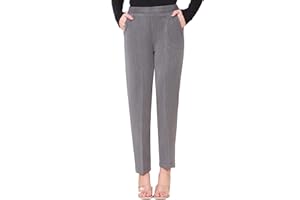 INSAFIANS Women Half Elasticated Pull Up Pants | Ladies Office Wear Trousers | Work Formal