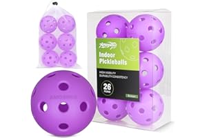 Amoswiz Indoor Pickleball Balls, 6 Pack of 26 Holes Pickleballs, Indoor Pickleballs Set, High Visibility Durable Pickle Balls for Training and Tournament