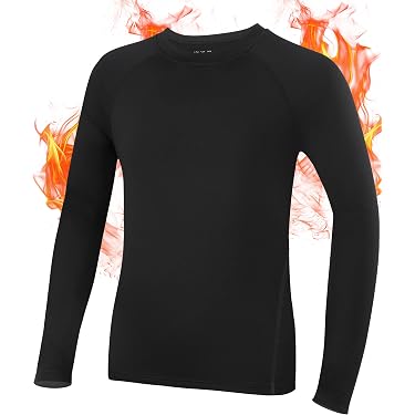 LANBAOSI Thermounterhemd Für Jungen – Langarm-Kompressionsshirt Aus 90% Polyester & 10% Spandex – Schnell Trocknend, Atmungsaktiv, Für Sport & Freizeit