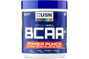 USN Power Punch BCAA Amino Acids Powder, Tangerine Flavour - 400g, Vegan BCAA Powder, Vitamin B6 & No Sugar, Pre Workout or Intra Workout Energy Drink Mix & Dietary Supplement to Maximise Performance