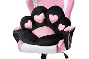 LANPEW Poduszka do siedzenia, poduszka pod plecy w kształcie kota, łapy, pluszowa, komfortowa, do biura, lazy, ciepła poduszka do siedzenia, do domu, 70 x 70 cm, czarne serce