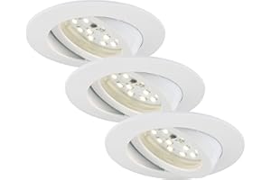 BRILONER Leuchten - Lampade da soffitto a LED, set di 3 plafoniere, modulo LED orientabile, 5 Watt ciascuno, 400 lumen ciascuno, 3.000 kelvin, IP23, bianco, 82x28mm (DxH)