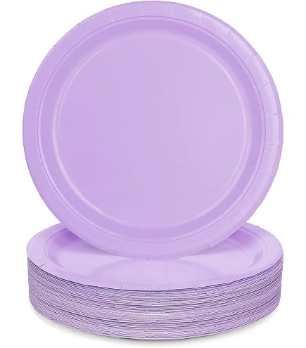 Lot 50 Assiettes + Serviettes Papier Festonnées Violettes - Jetables, Pour Fêtes Et événements