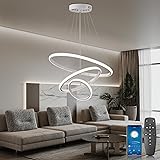 YOODI Lámpara Colgante LED de 45W, 3 Anillos Lámpara de Techo con Control Remoto, Regulables 3000K-6000K, Moderno Lampara Col