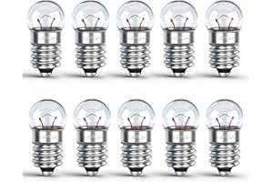 Caldarax 10 Stück Kugellampe E10 DC 4.8V, 0.5A, Warmweiß 3000K, E10 Glühlampe Glühbirne Miniatur Schraubfuß, Ersatzlampe für Elektrische Experiment, Taschenlampen, Krippenbeleuchtung, Warnleuchte