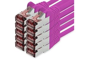 freiwerk Câble réseau Cat.6 1m magenta - 10 x câble Ethernet Lankabel Cat6 Câble réseau Lan Sftp Pimf patch cable 1000 Mbit s