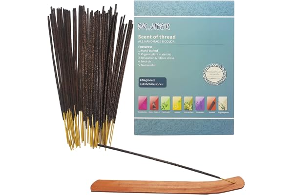 Presentset, 160 pinnar, totalt lavendel, patchouli, sandelträ, osmanthus, citrondoft, vanilj, nattlavendel, sandelträfack + hållare för rökelsestickor