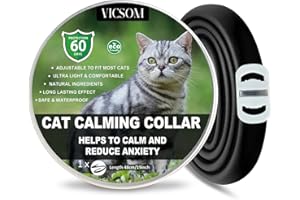 VICSOM Collare Calmante per Gatti, Collari Calmanti ai Feromoni, Collare Calmante ai Feromoni per Gatti Naturale, Regolabile e Impermeabile per Gatti di Tutte le Taglie 18.8In 1pc Nero