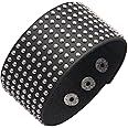 GelConnie Leather Cuff Bracelet Punk Braided Bracelets Rock Leather Wristbands Faux Mens Leather Bracelet Gothic Viking Bangle Adjustable Wrap Bracelet for Women, Men