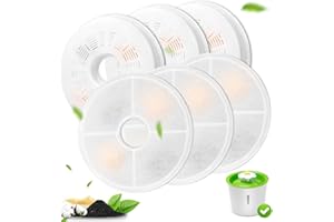 VINDOX Filtre Fontaine Eau Chat, Lot de 6 Filtres de Rechange pour Fontaine à Chat 3L Filtre à Charbon Actif et Résine échangeuse d'ions Compatible avec la Fontaine à Eau 3L Flower Cat Water Fountain