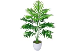 AIVORIUY Planta Artificial con Maceta Areca Palmera Grande Arbol Artificial Plastico Falso Hojas Interior Hogar Salon Dormitorio Balcón Oficina Moderno Decorativas (Palma Verde 82cm)