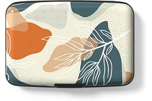 Hsxnam Etui na karty kredytowe, portfel z blokadą RFID, etui na karty kredytowe, aluminium, metalowe, urocze etui na wizytówki, kieszonkowe etui na dowód osobisty dla kobiet mężczyzn, Białe liście