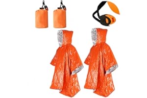 Ninth C Survival Ponchos Thermal Mylar Poncho for Outdoor Activities Camping Hiking 100 x 135 cm Pack of 2