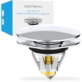 B&auml;chlein - Universal Pop Up Basin Plug - Chrome Drain Filter for Basins - 40mm - Valve Cap with Hair Sieve