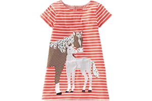 Beilei Creations Mädchen Kleider Kurzarm Baumwolle Kinder Kleid Süßes Muster Gr.85-140