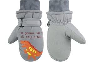 QKURT Gants de Ski Enfants, Moufles de Ski Fille Garçon Gants Chaud Hiver Moufles Coupe-Vent Respirant Snowboard pour Vélo Équitation Patinage Garçons Filles 2-5 Ans