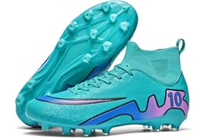 AMLCWZ Youth Football Shoes Boots Mens Outdoor Spikes High Top Football Shoes Kicking Training Sneakers Professional Match Football Boots Upper Seamless One Piece Football Shoes