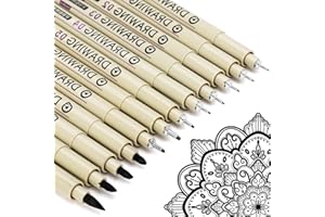 KOUSICOO Micron Fineliner Schwarz Stifte Tuschestifte: 12 Schwarzer Set Zentangle Zeichenstifte Manga Zeichnen Lernen Wasserfest Fine Pigment Liner Drawing Supplies Art Supplies Technisches Comic Anime Malen
