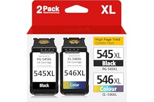 INKWOOD 545 546 XL Cartouches d'encre Remplacement pour Canon PG 545XL CL 546XL, Encre Canon 545 546,pour Canon PIXMA TS3150 TR4650 TS3350 MG2450 MG2250s MG2950 MG3050 TR4550 TS3151 (Noir Tri-Couleur, 2-Pack)