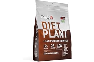 PhD Nutrition Diet Plant, High Protein Lean Matrix, Vegan Diet Protein Powder, Belgian Chocolate, 19g of Plant Protein, 40 Servings Per 1 kg Bag (Packaging May Vary)