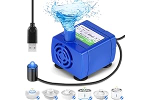 LTXDJ Cat Water Fountain, Ultra Quiet Fountain Cat Bowl with Water Level Window & LED Light, Automatic Pet Drinking Fountain with 1 Carbon Filter (Replacement Pump, 2.4 L)