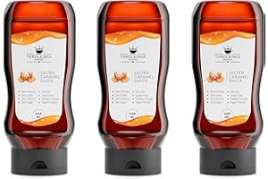 THREE KINGS PANTRY Three Kings Sugar Free Salted Caramel Sauce - Zero Calorie Keto Friendly Caramel Syrup for Healthy Diet - Pack of Three Salted Caramel with 450 ML
