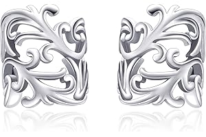 HUKKUN Sterling Silver Cuff Earrings Vintage Filigree Earrings Cuff for Women