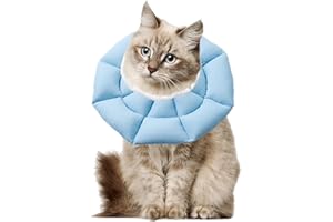 OHCOZZY Collare Protettivo Gatto, Carino Collare Elisabettiano Gatto, Collare di Recupero per Gatti Dopo l'intervento Chirurgico Antileccamento (M, Azzurro)